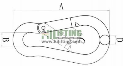 Stainless Steel Carabiner Snap Hook DIN5299 Form C Sketch