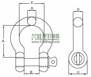 European Type Stainless Steel Bow Shackle 6 Stainless Steel European Type Large Bow Shackle Sketch