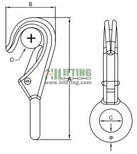 Stainless Steel Fixed Eye Boat Snap Hook 6 Stainless Steel Fixed Eye Boat Snap Hook Sketch
