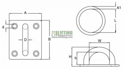 Stainless Steel Square Eye Plate With Ring 6 Stainless Steel Square Eye Plate with Ring Sketch