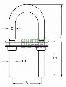 Stainless Steel U Bolts With Plate 6 Stainless Steel U Bolt With Two Plates and Nuts Sketch