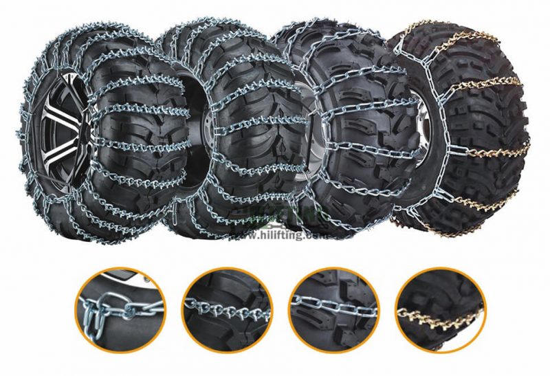 Pair ATV Ice Snow 9 V-Bar Tire Chains - Fits 25x10x10, 24x9x11, 24x10x11 - Sedona/Moose